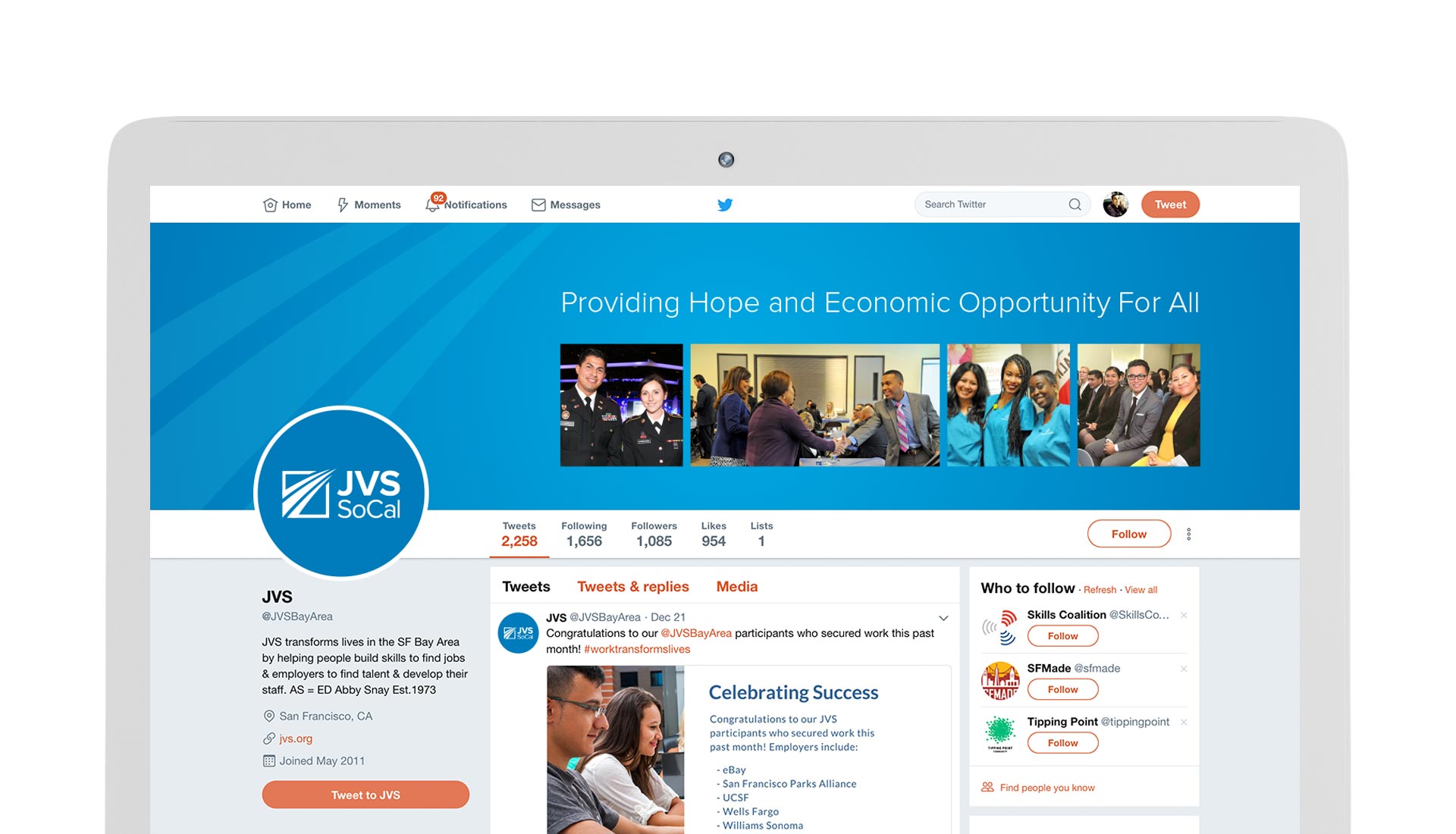 JVS Social Media Screen